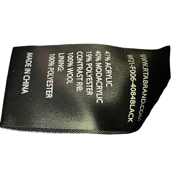 RTA Andes Shaggy Faux Fur Cropped Jacket Zip Up Ribbed Trim Long Sleeve Black XS - Picture 9 of 11